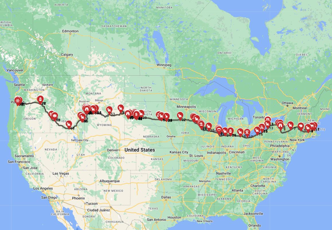 Boston to Portland RV route planner motorhome trip